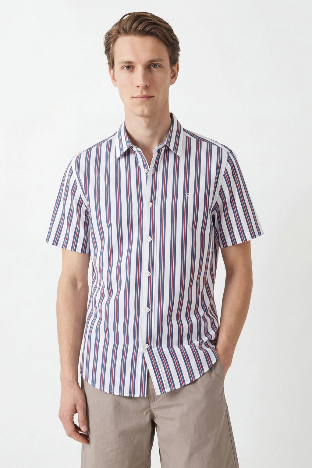 Vivid Stripe Half Sleeve Shirt | Summer Cotton – The Klor