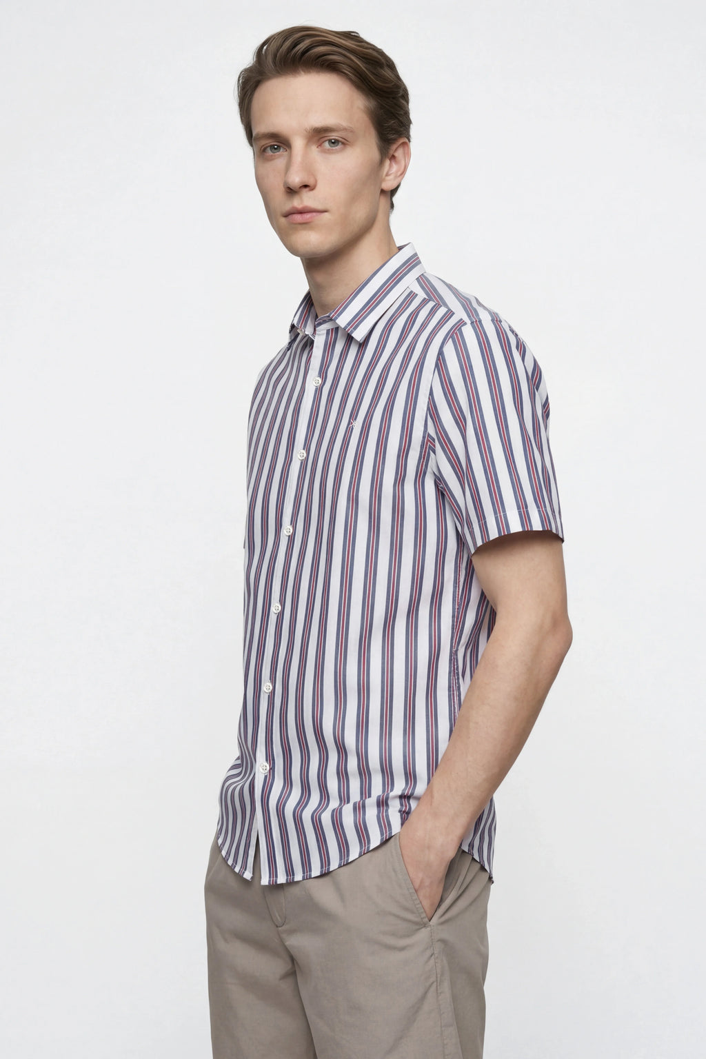 Vivid Stripe Half Sleeve Shirt | Summer Cotton – The Klor